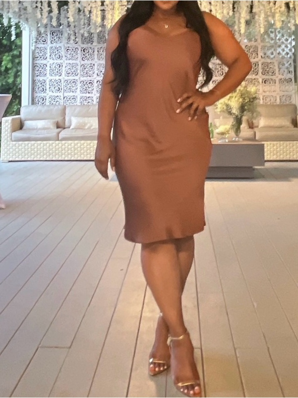 Wilfred Satin Slip Dress in Brown
